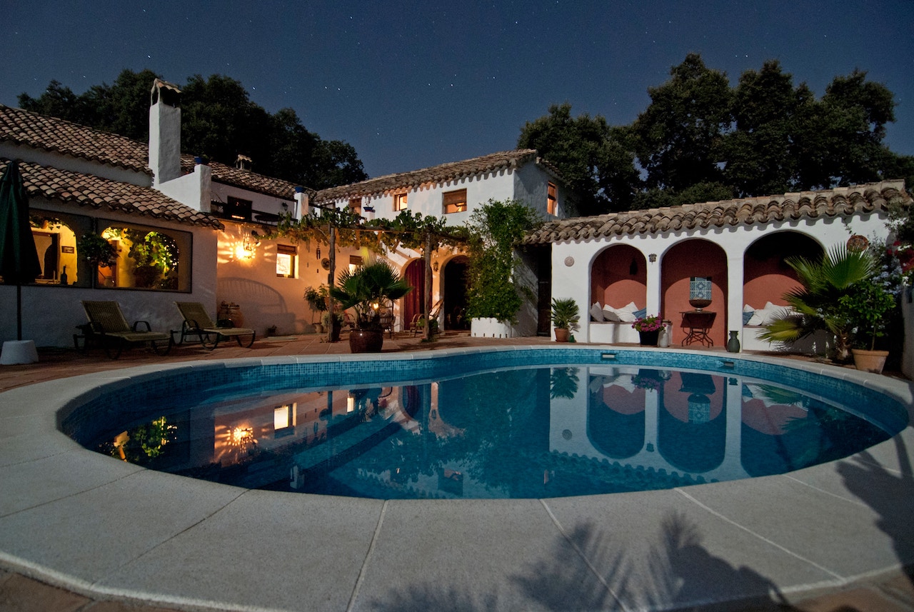 House pool during night